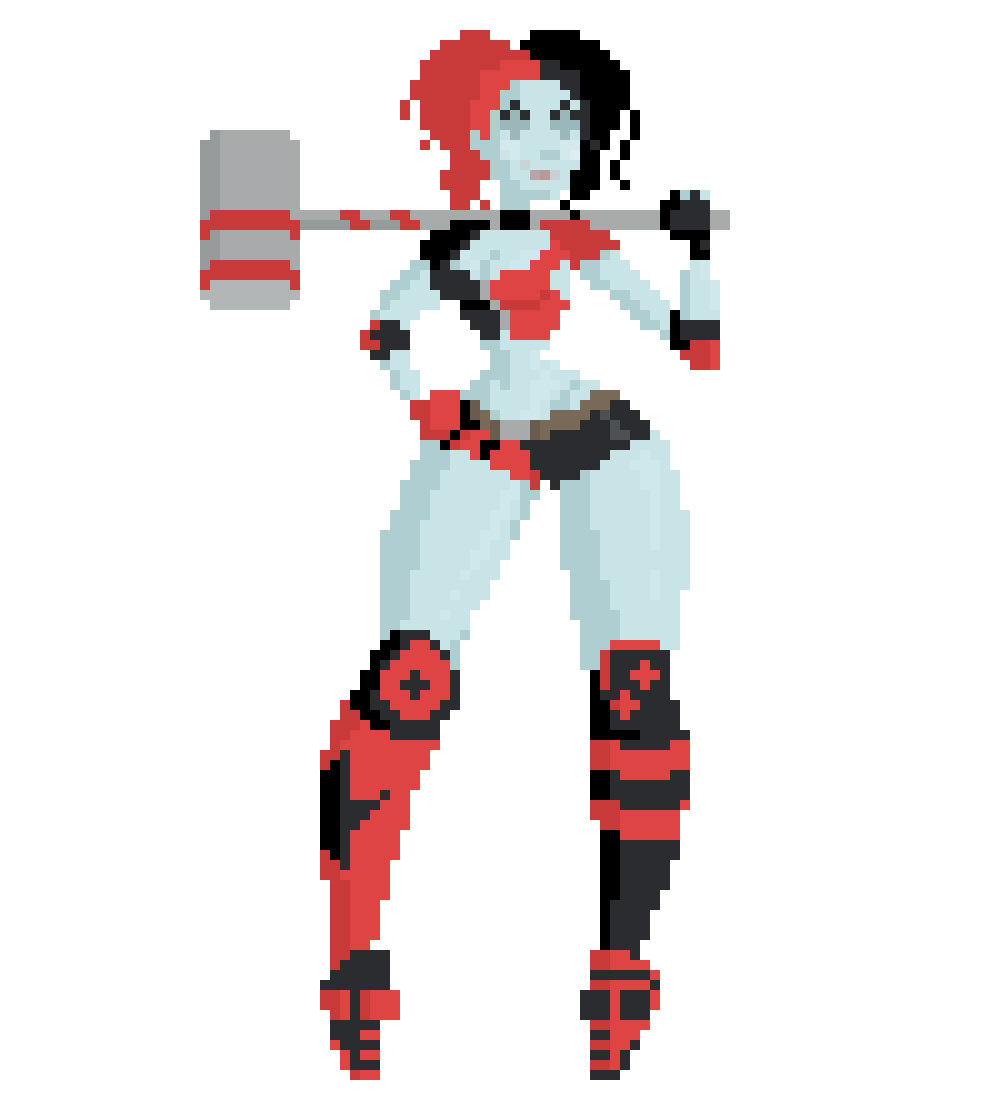 Harley-Quinn sexy rollerskates girl hips 8bit pixel art
